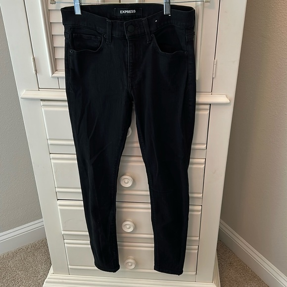 Express Stretch Black Jean Legging Mid Rise Size 4R - Picture 1 of 11